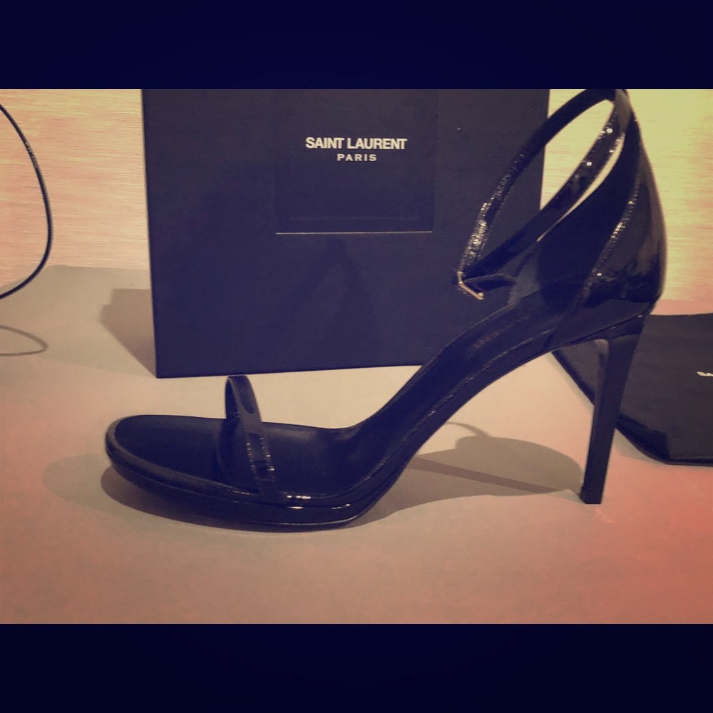 Saint Laurent Black Strapped Heels